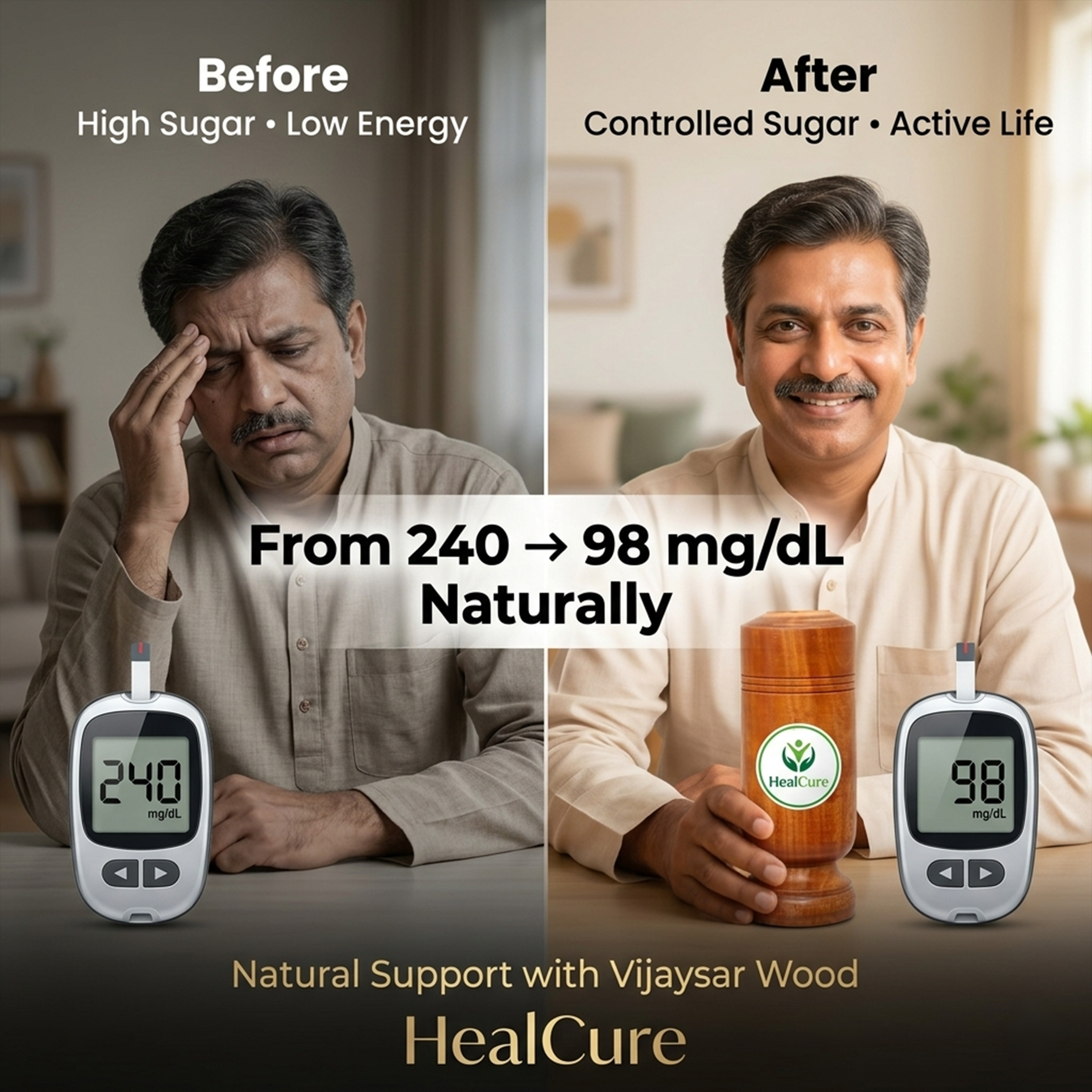 Healcure™ Vijaysar Tumbler for Diabetes Control